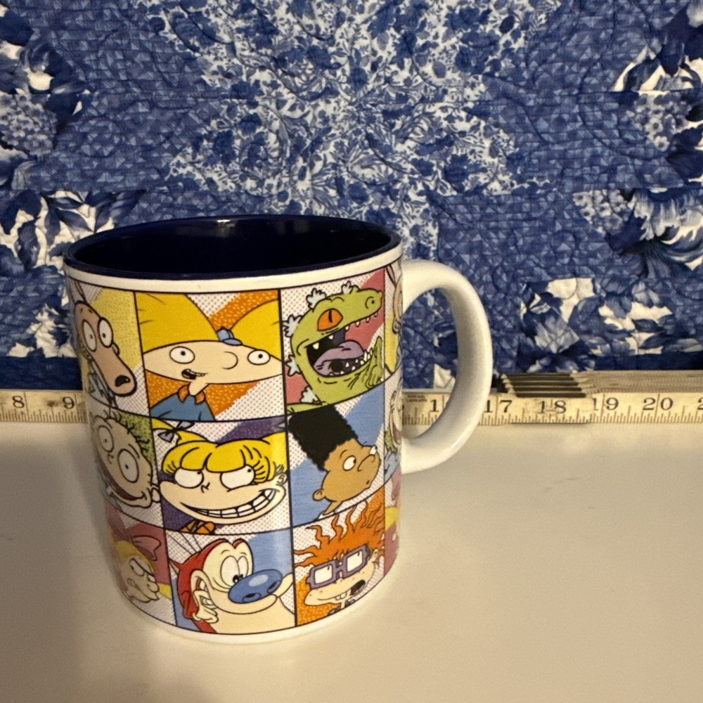 2017 Nickelodeon Mug Cup Rugrats Rocko Hey Arnold Ren Stimpy 20 oz Cup NWOT. Y2K
